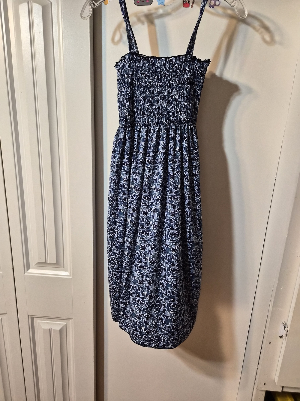 Womens Navy Blue Smocked Sundress